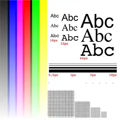 Test de color y resolución, en duduromeroa.com, Guayaquil, Ecuador