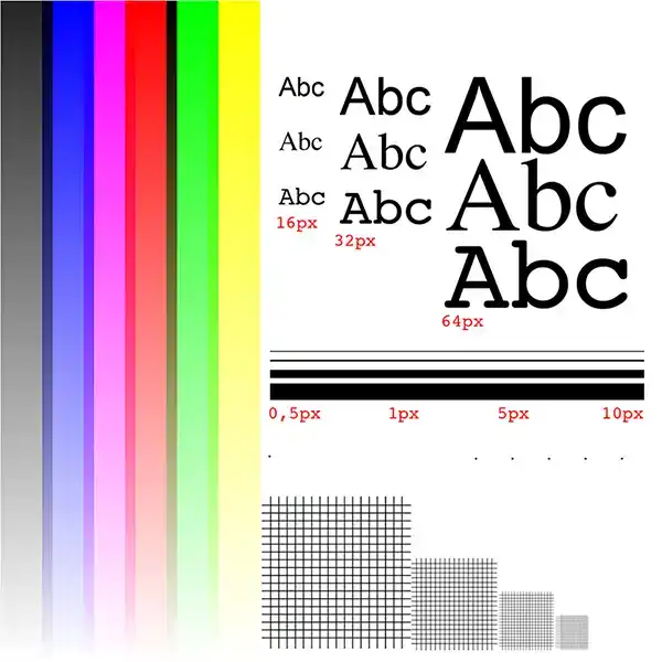 Test de color y resolución, en duduromeroa.com, Guayaquil, Ecuador