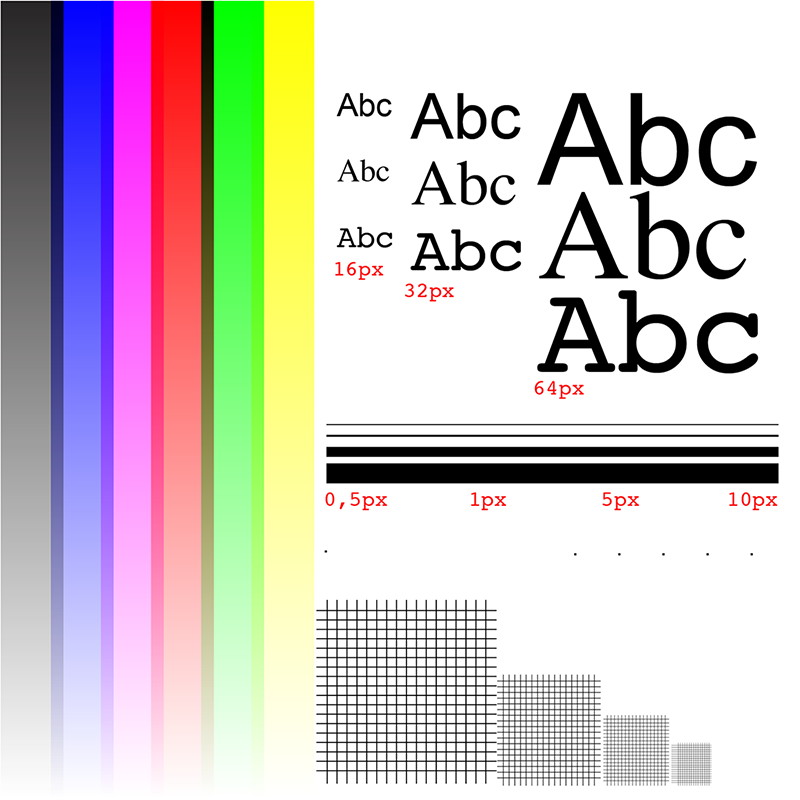 Test de color y resolución, en duduromeroa.com, Guayaquil, Ecuador