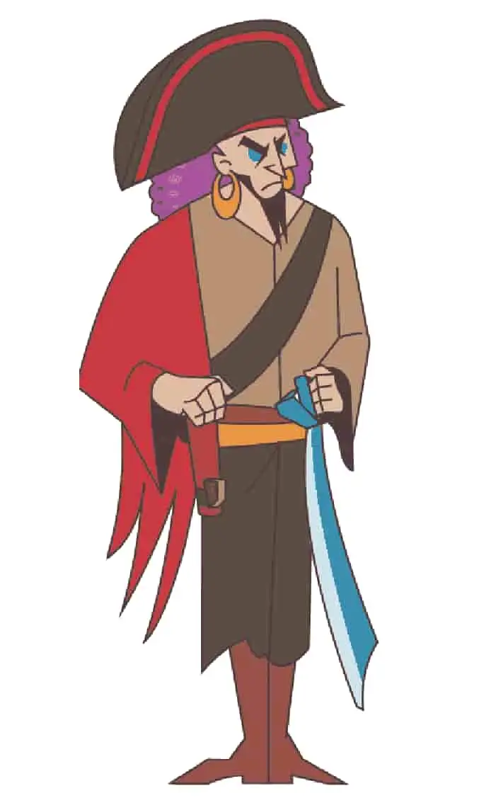 Autor: duduromeroa@. Gráfico a color. Personaje pirata. Ilustración para infografía impresa #GuayaquilBrillaOtraVez.